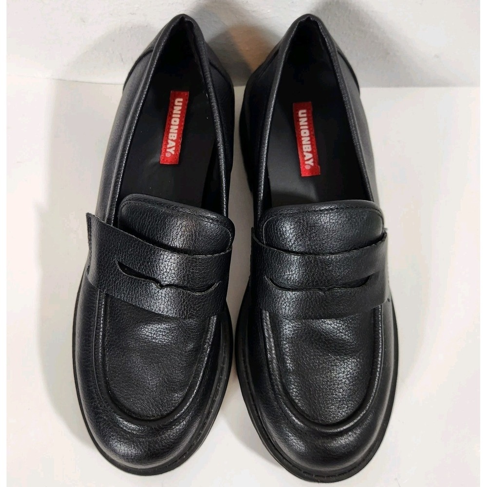 UNIONBAY Jay Platform Penny Loafers Womens Sz 7.5 Black Chunky Lug Sole Y2K Goth - Picture 3 of 11